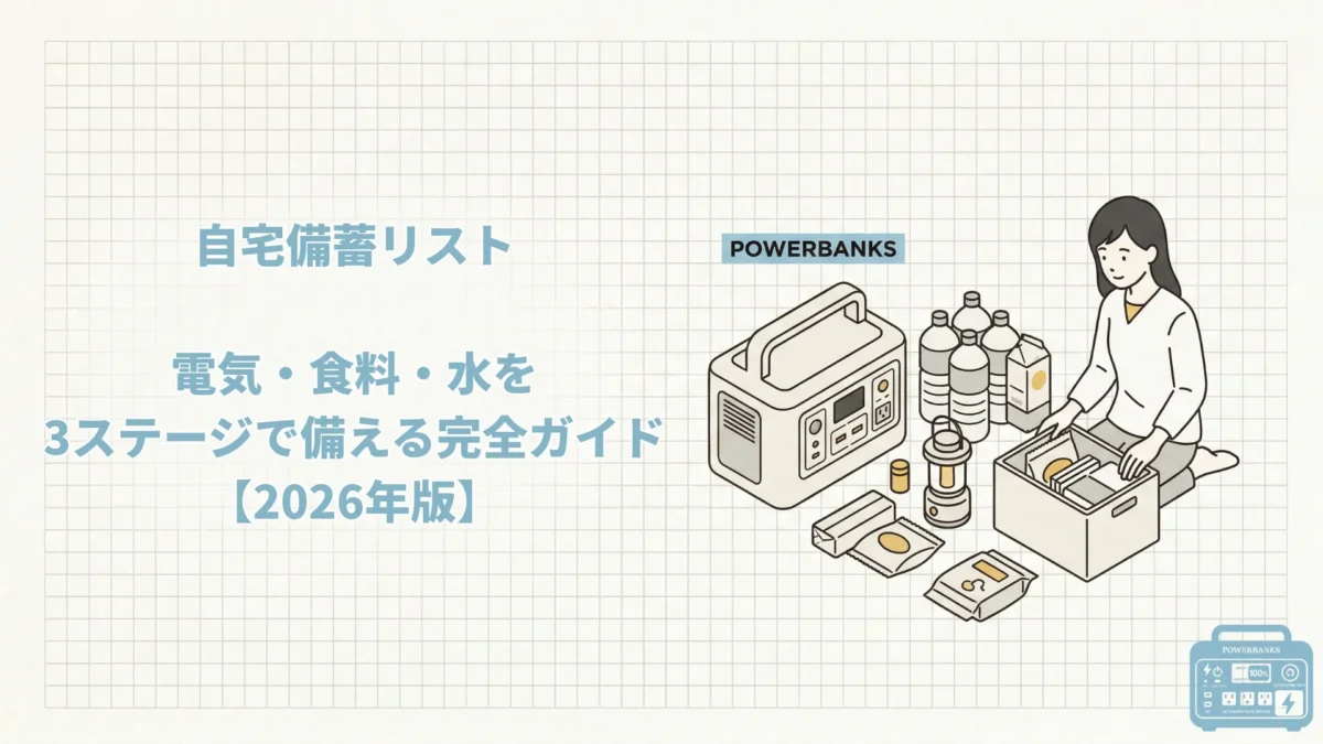 自宅備蓄リスト:電気・食料・水を3ステージで備える完全ガイド【2026年版】