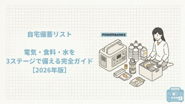 自宅備蓄リスト：電気・食料・水を3ステージで備える完全ガイド【2026年版】