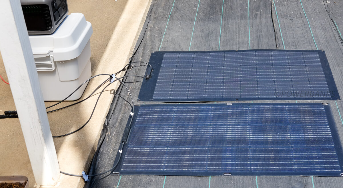 ALLPOWERSとエコフローのフレキシブル100Wを直列・並列接続した時の実践