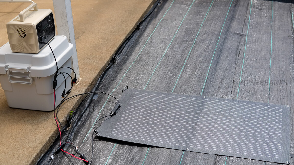 BLUETTI EB3AとEcoFlow 100W据置型ソーラーパネル(柔性)の接続