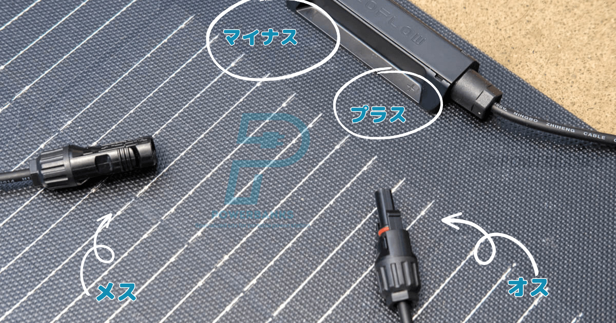 EcoFlow 100W据置型ソーラーパネルの極性