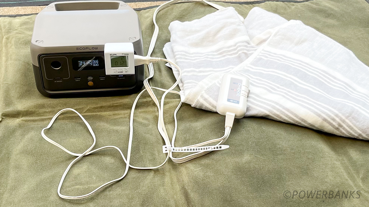エコフロー リバー2では電気毛布が何時間使える?