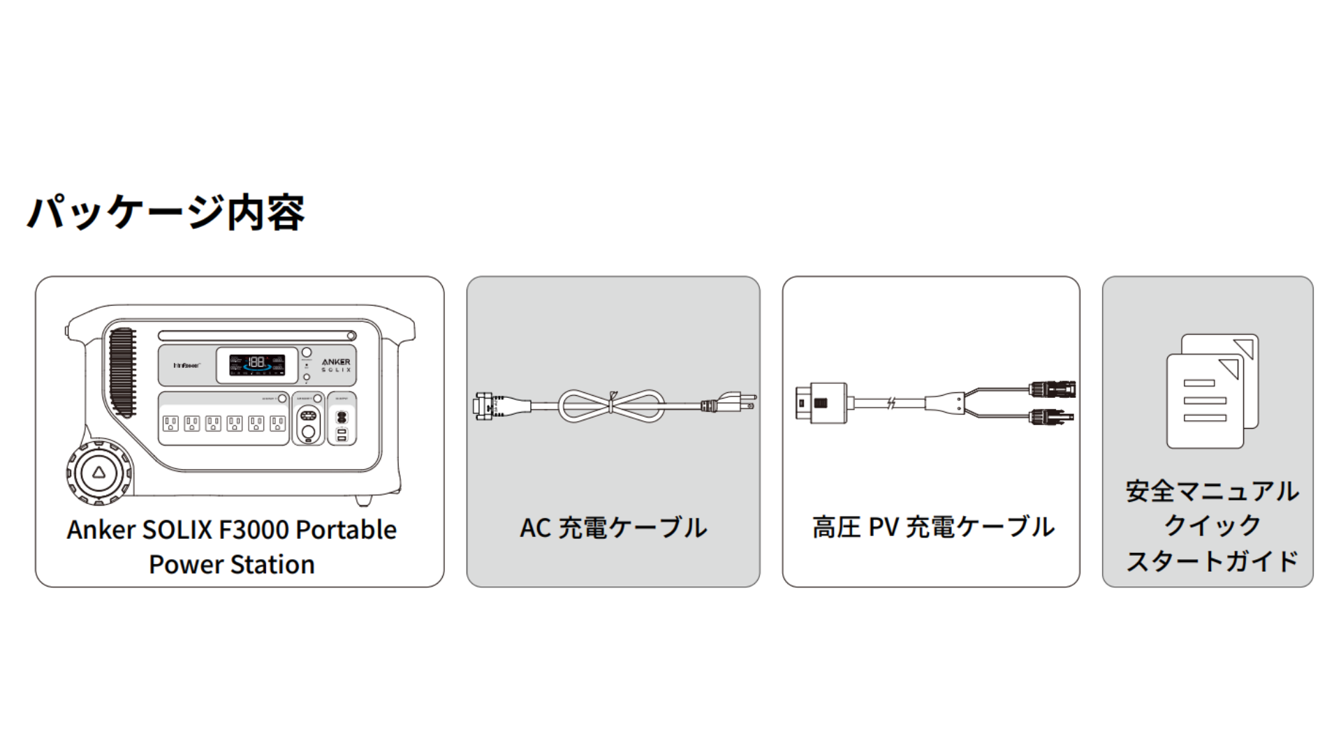 Anker Solix F3000 Portable Power Station同梱品