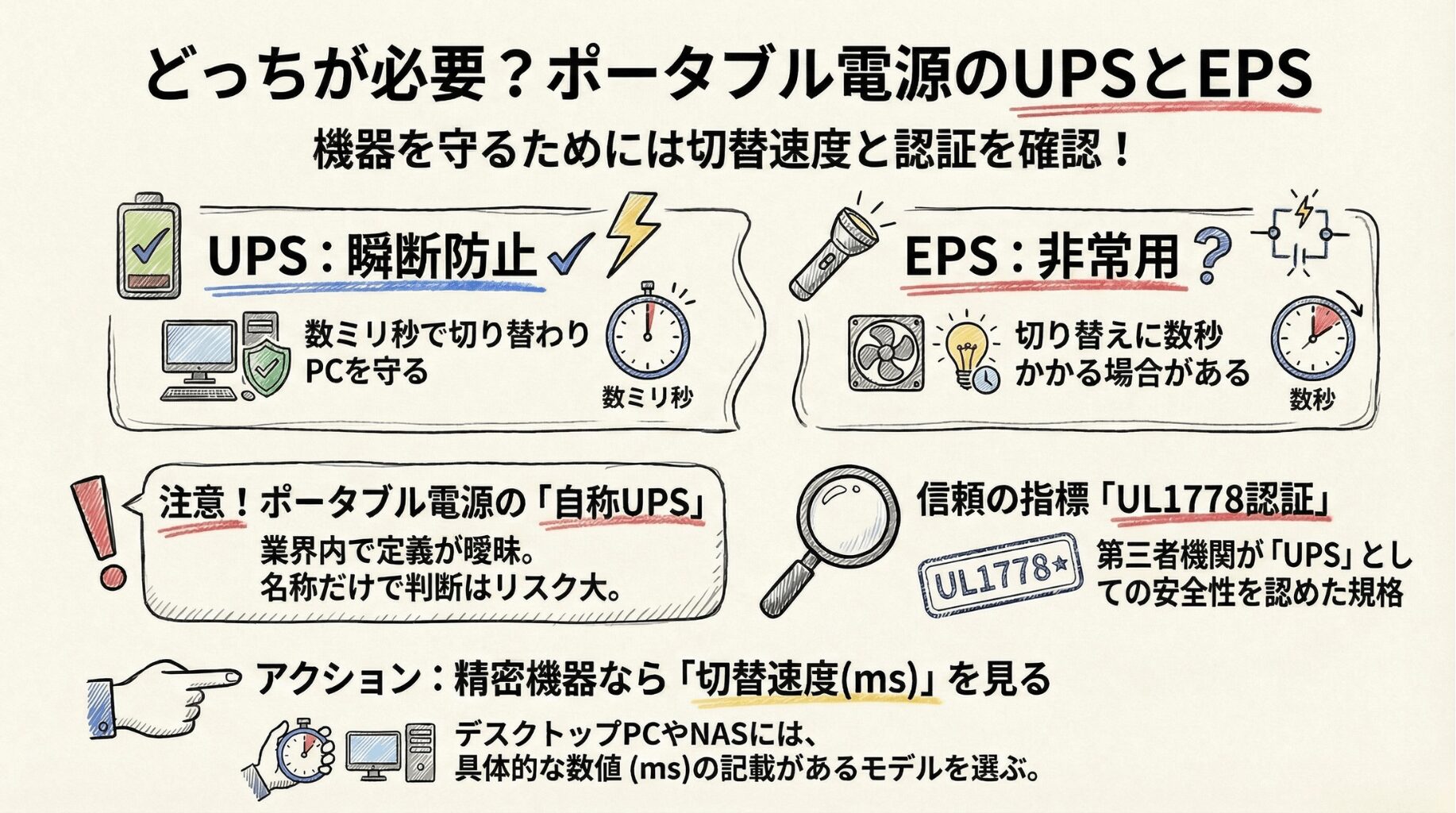ポータブル電源におけるEPSとUPSの違い