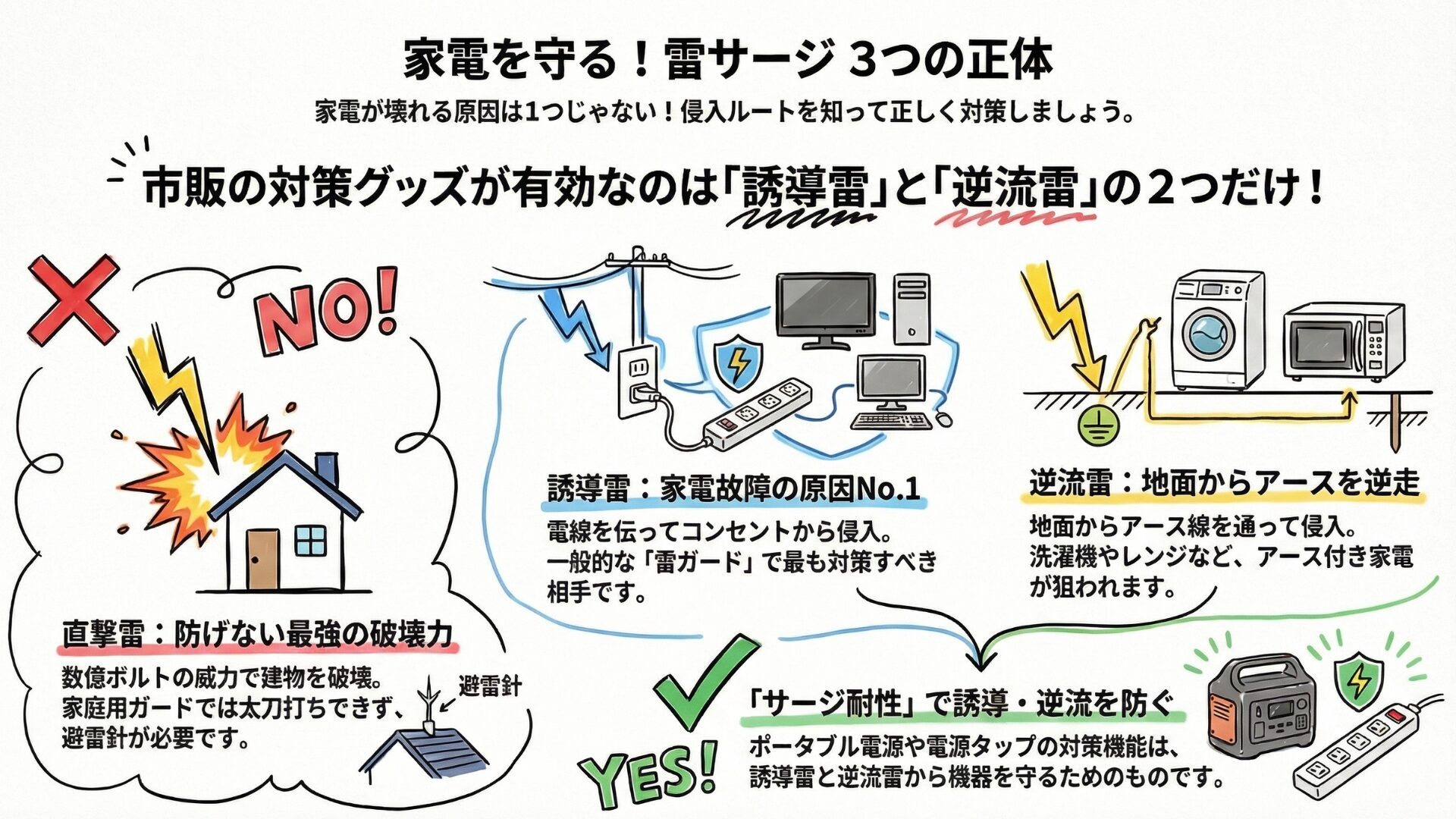 雷サージとは？3つの種類と危険度
