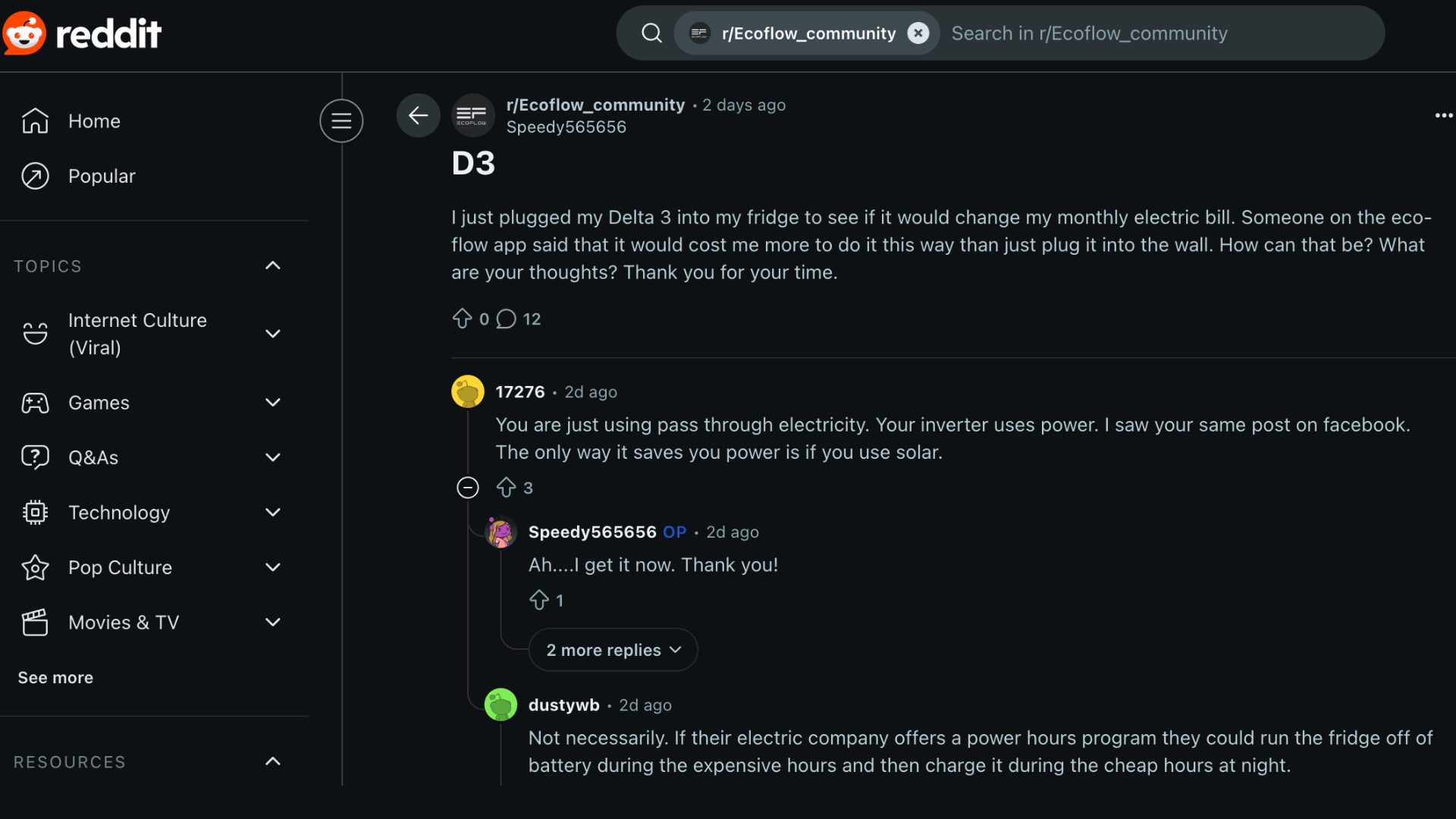 Redditコミュニティ（r/Ecoflow_community）